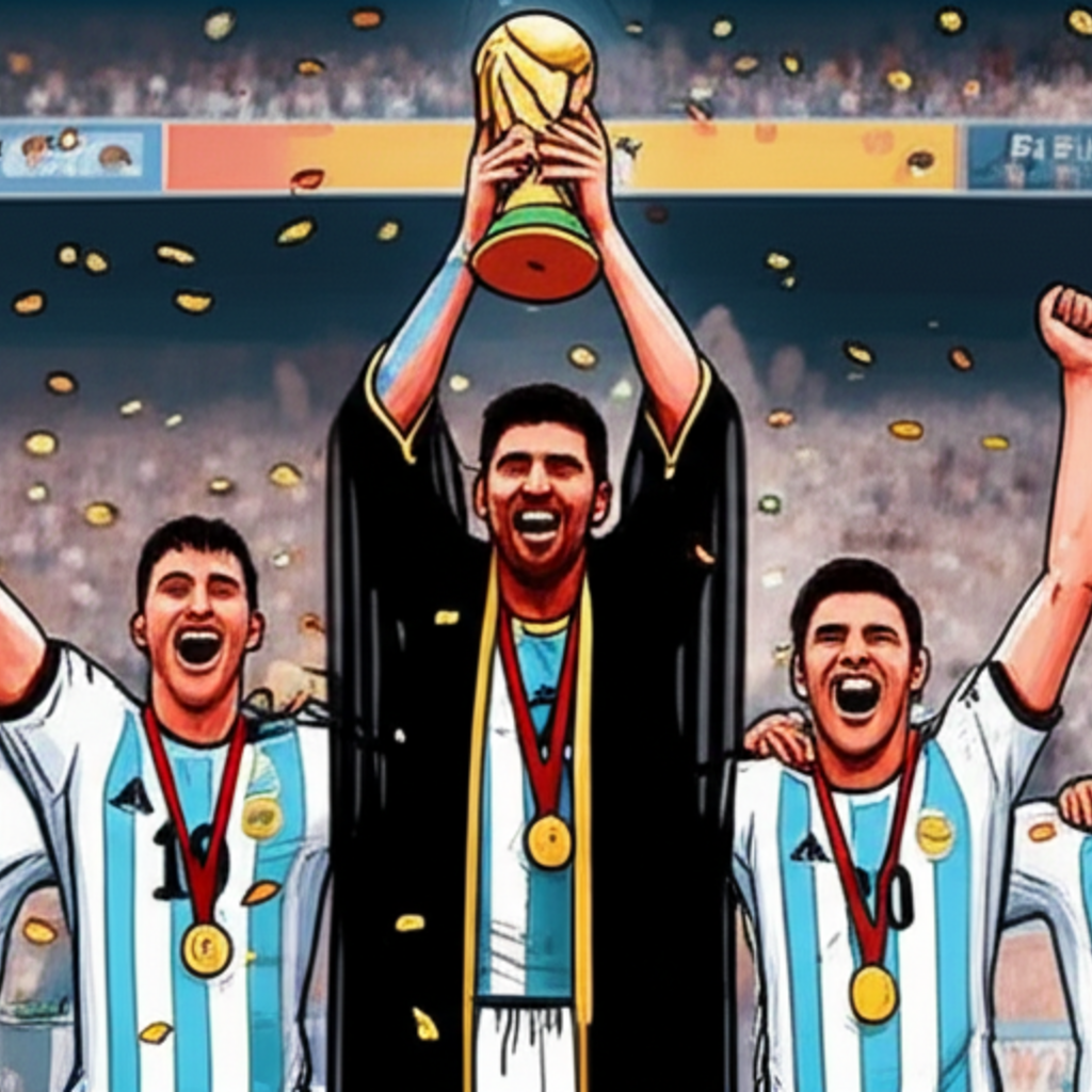 Argentine players celebrating World Cup victory