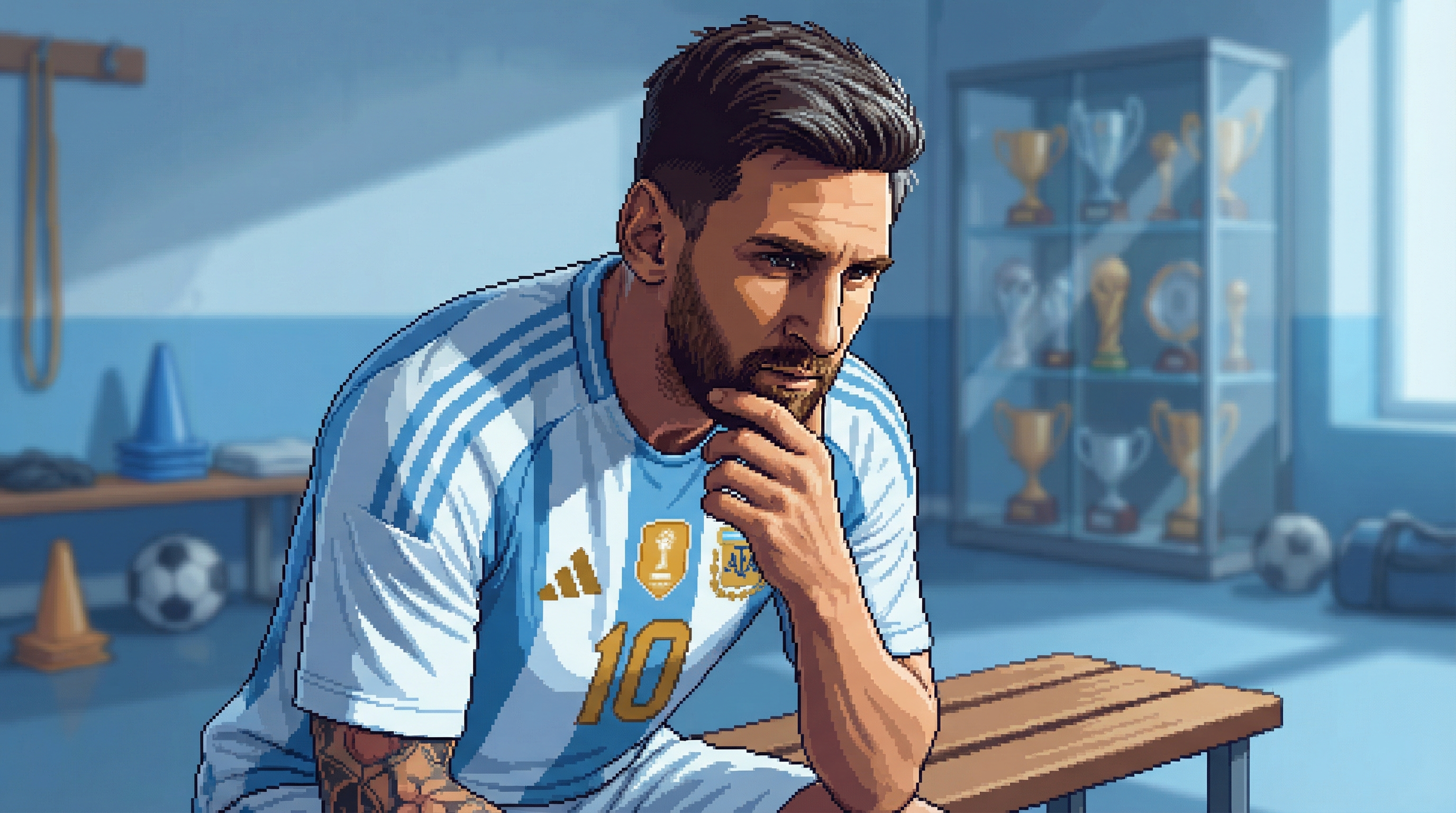 Pixel art for Messi's World Cup Mystery: Argentina Captain 'Undecided' on Participation as Scaloni Names 21 Confirmed Players