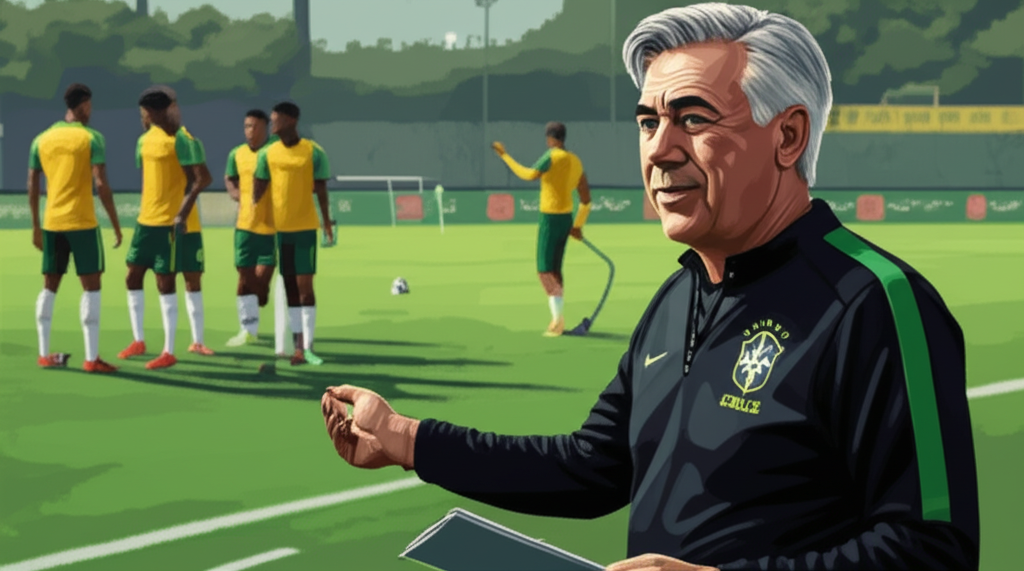 Carlo Ancelotti leads Brazil training session