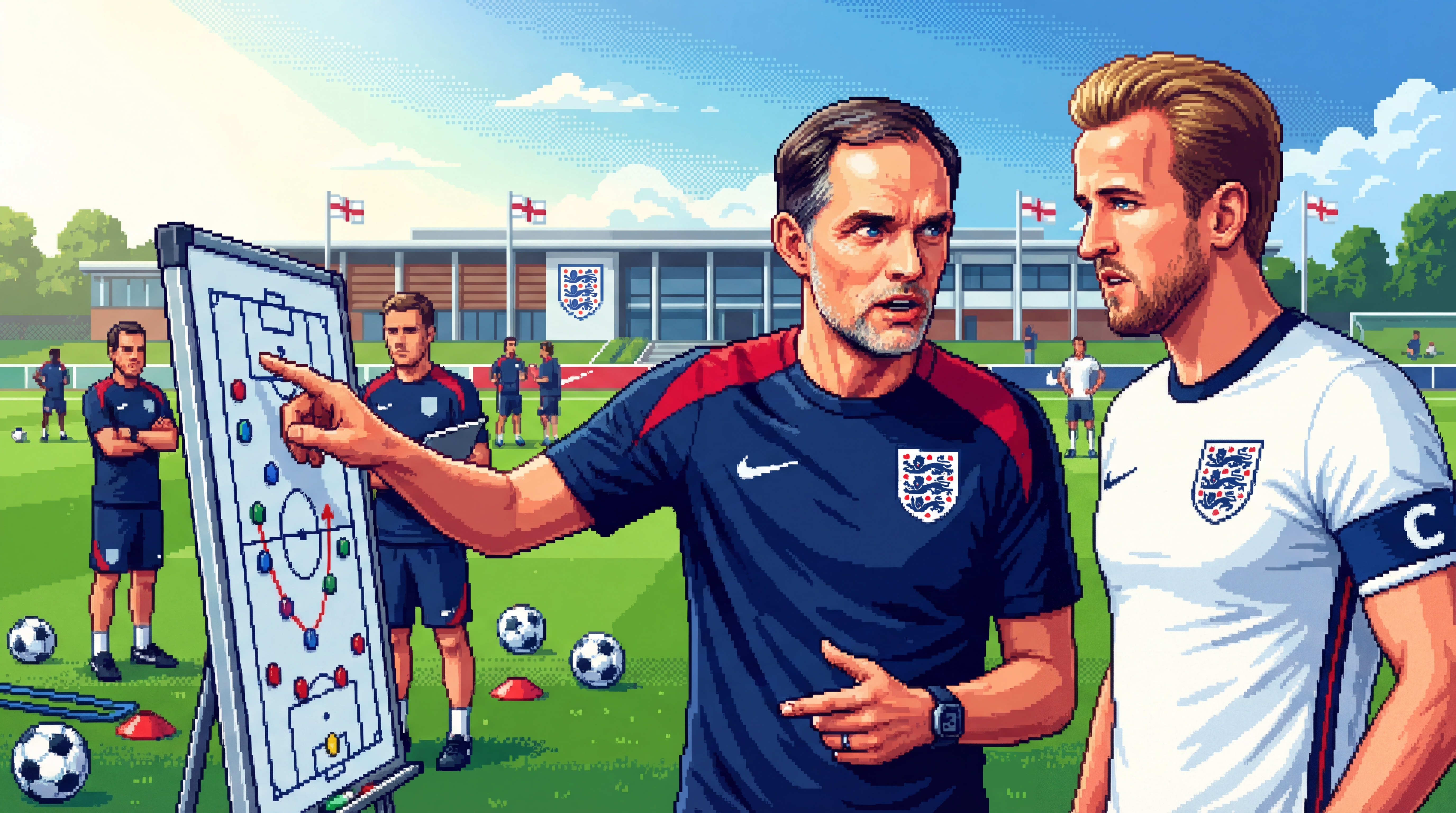 Pixel art for England's World Cup Preparations Hit by Mass Withdrawals as Tuchel Juggles 35-Man Squad